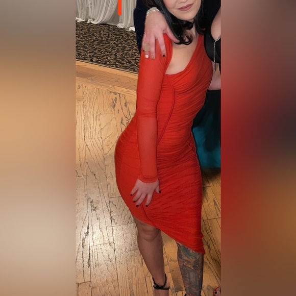 Oh Polly One Sleeve Asymmetrical Midi Dress - Picture 8 of 8